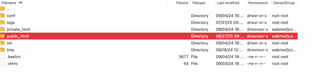 public_html filezilla